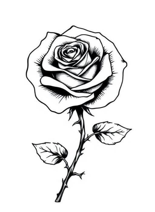 Blackwork rose tattoo