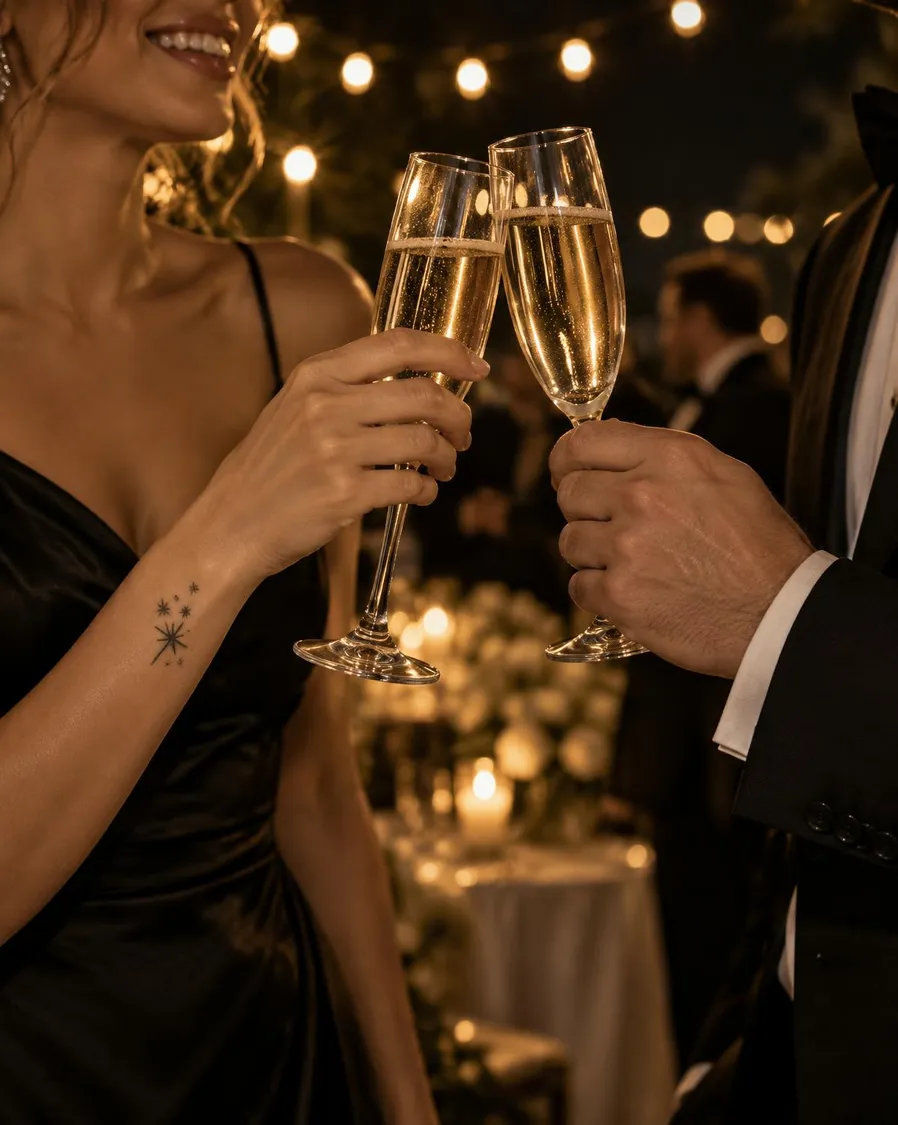 Temporary tattoo worn at an evening celebration